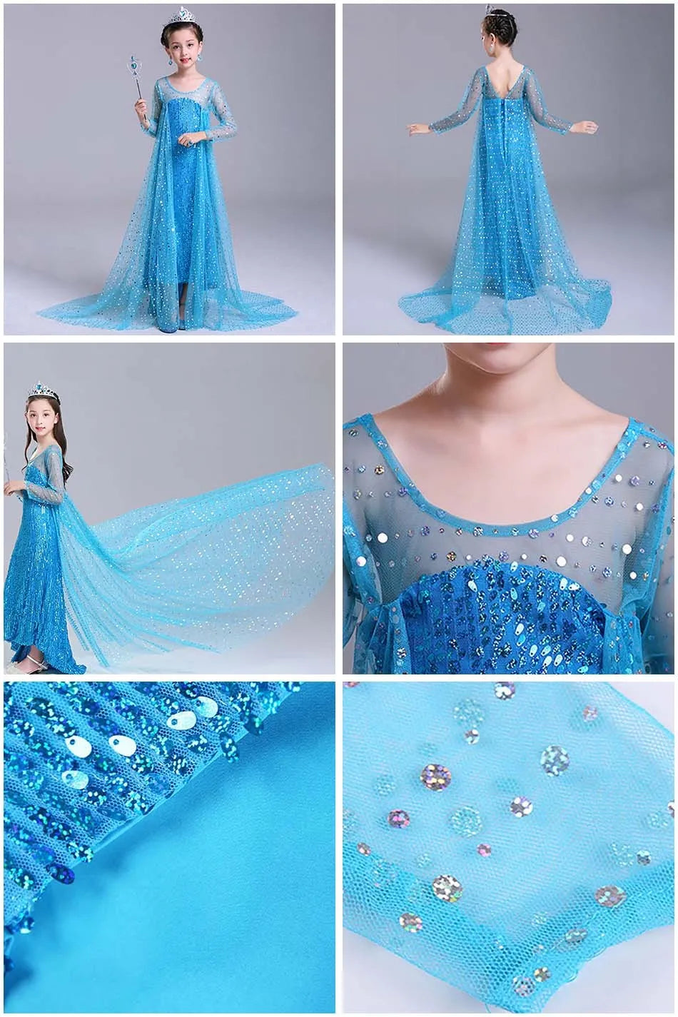 Vestido Elsa 2 Fantasia Meninas 3 5 6 8 10 Anos Infantil Halloween Cosplay Princesa Vestido Aniversário Roupa Festa
