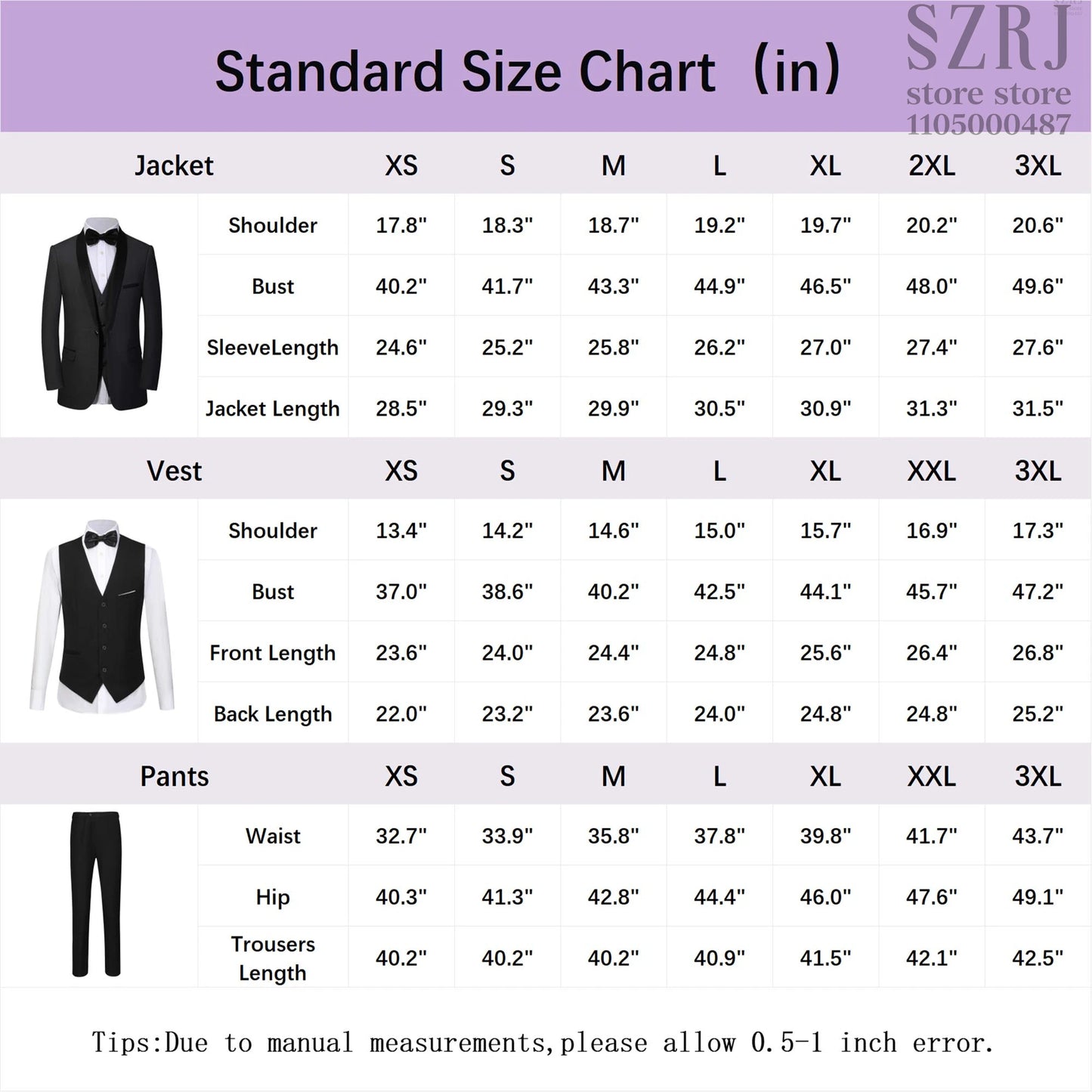4pcs Men's Tuxedo Set:Classic Lapel Blazer,Vest,Pants&Tie High-Quality,Adjustable Waist.For Parties,Weddings, Proms. Comfy Fit.