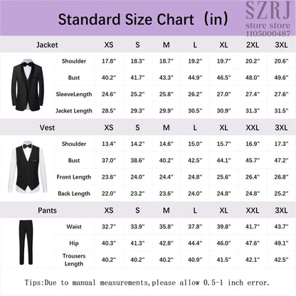 4pcs Men's Tuxedo Set:Classic Lapel Blazer,Vest,Pants&Tie High-Quality,Adjustable Waist.For Parties,Weddings, Proms. Comfy Fit.