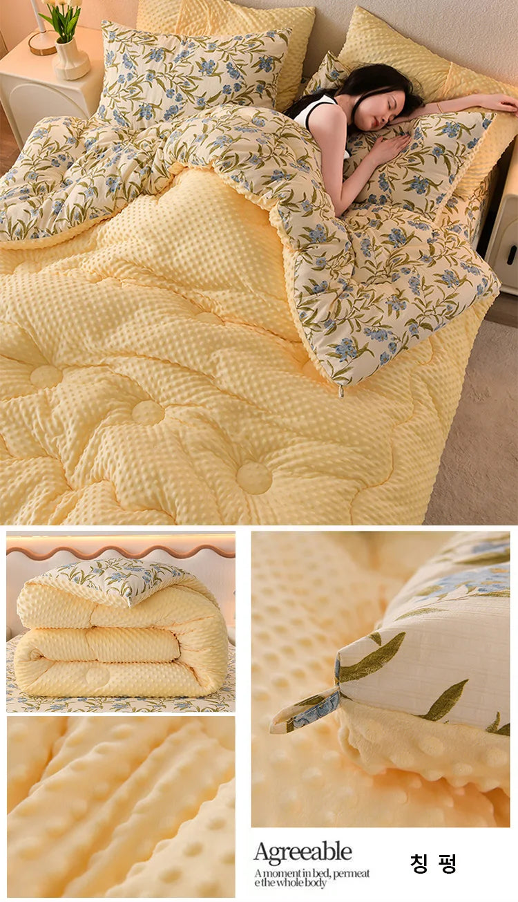 Microfiber is thickened by 3D beanie velvet to protect the warm winter blanket by single double fall and winter