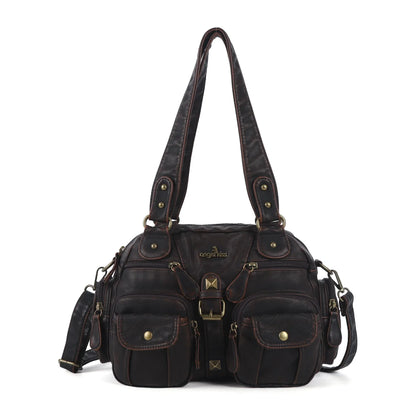 Women Small Handbags Satchel Top-handle Handbag PU Shoulder Bag 8”x11” Dumpling Pack Multi-pockets Shoulder Bag
