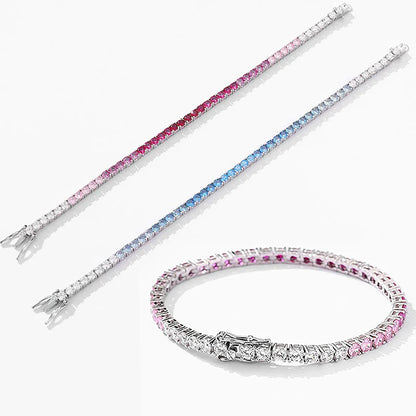 Gradient Red Color Tennis Bracelets S925 Sterling Silver High Carbon Diamond Bracelets for Women 2024 Original Fine Jewelry
