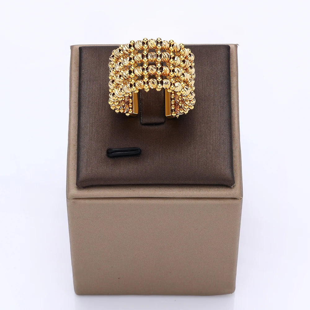 Dubai Casamento Nupcial Conjuntos Completos De Joias Para Mulheres Festa Luxo Nigéria Banhado A Ouro Contas Gargantilha Colar Conjunto De Joias