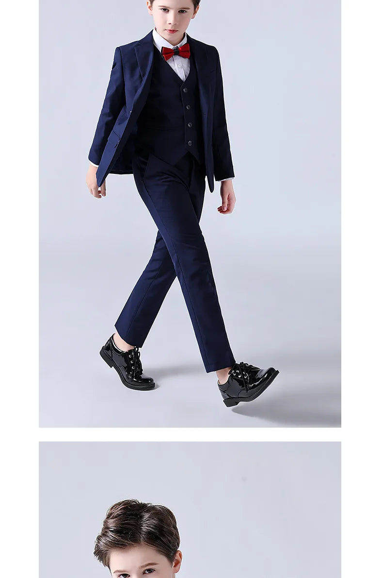 1-14 Years Children Boy Wedding Suit Black Nave Blue Elegant Suits For Children Boys Suits Outfits Set Teenager Kids Suits
