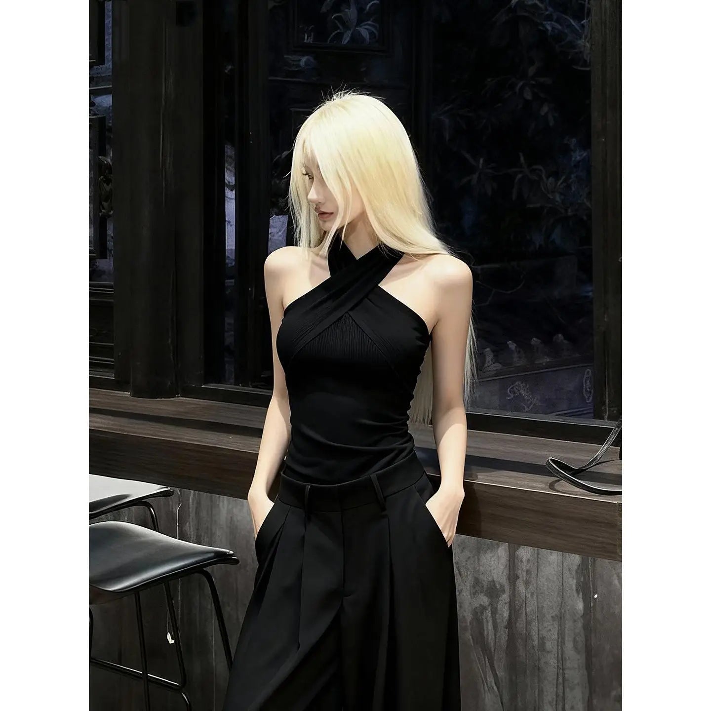 Solid Cross  Tank Top Women Sleeveless Chic 2000s Clothes Y2k Summer Tops New 2026 Korean Fashion Gothic Tanks Tshirt