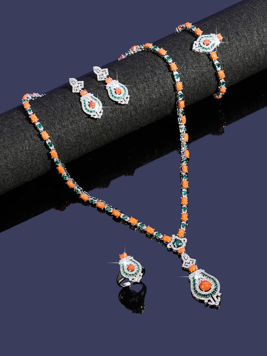 4 Pieces Luxury Blue Turquoise Cubic Zirconia Bridal Jewelry Set Nigeria Dubai Bridal Jewelry Accessories
