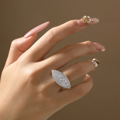 Horse's Eye Elegant Moissanite Ring for Women D VVS1 Marquise Cut 0.5CT 925 Silver Band Luxury Rings Wedding Party Gift