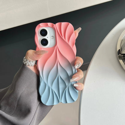 Luxury fashion 3D Leaf Pattern Soft phone Case for iPhone 16 15 14 13 Pro Max Plus Leaf Ripple Candy Color Shockproof Back Cover