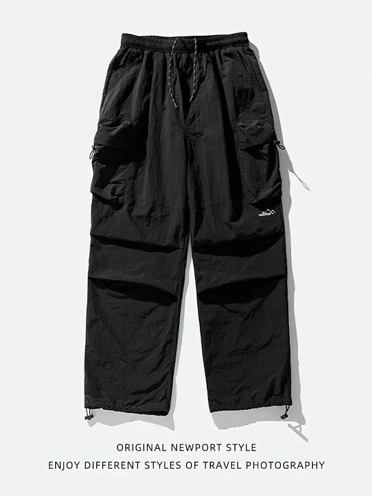 2026 Spring Summer Baggy Cargo Hiking Pants Men Waterproof Casual Sport Jogging Parachute Pants Outdoor Wide Leg Trousers