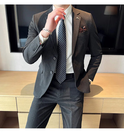 Terno Masculino Casual de Escritório Noivo Casamento Blazer Calça Social