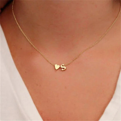 6MM Heart Dainty Initial DIY Necklace Gold Color Letter Choker Necklace For Women Pendant Jewelry Gift