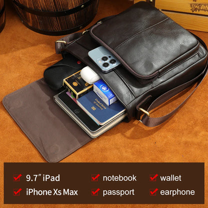 Men's Bags Genuine Leather Messenger Bag Crossbody Shoulder Bags For Male Casual Handbag Men Sling Pack For Work Business