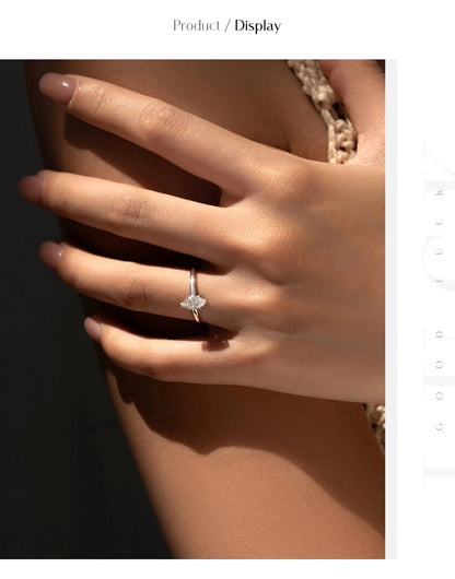D Color Marquise Cut Rhombic Moissanite 925 Sterling Silver Luxury  Band Rings For Women Wedding Fine Jewelry Gifts