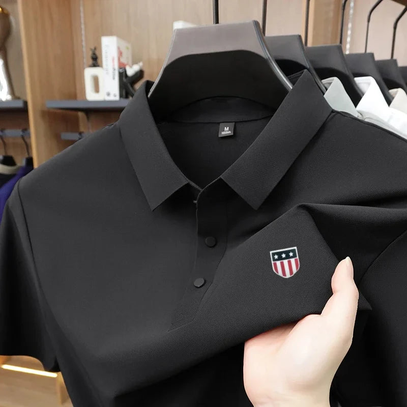 New Polo Shirt For Man Summer Short Sleeves Lapel Printing Trend Brand T-Shirt Business Leisure Ventilate Versatile Men's Wear