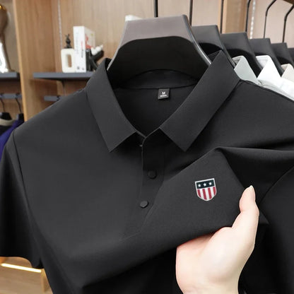 New Polo Shirt For Man Summer Short Sleeves Lapel Printing Trend Brand T-Shirt Business Leisure Ventilate Versatile Men's Wear