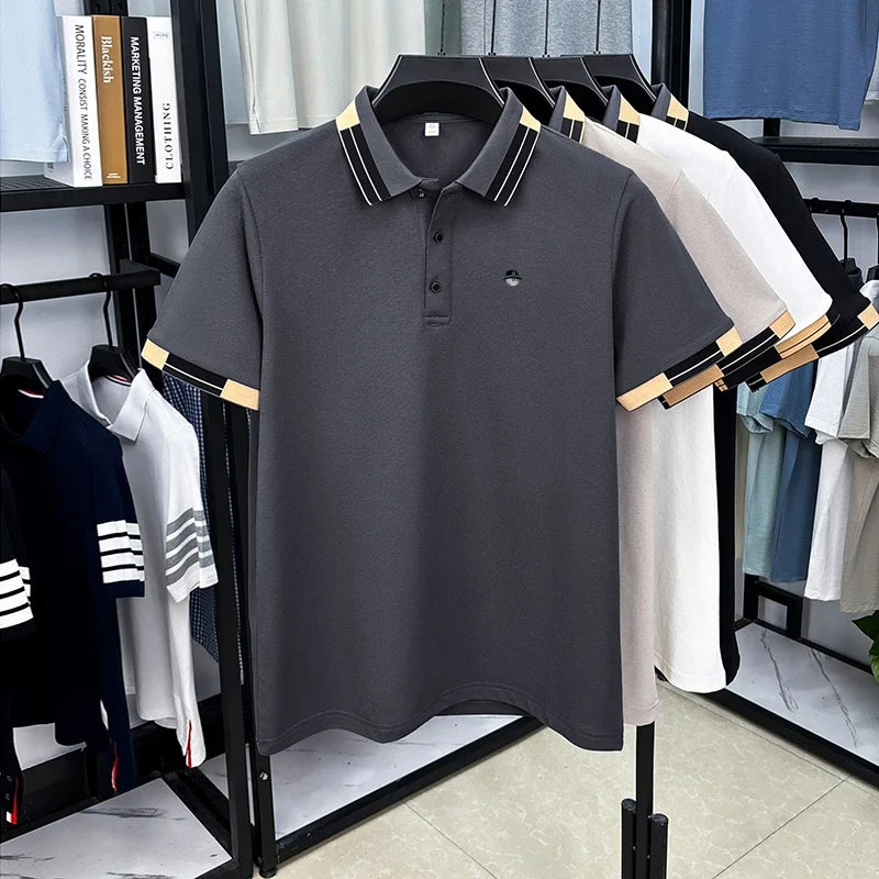 New Arrival Summer Men's Lapel Short Sleeve Polo Shirt Brand Design Letter Print T-Shirt Fashion Leisure Business Men's Clothing