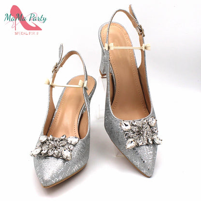Classics Italian Design Shoes and Bag Set in Orange Color Comfortable Heels Pointed Toe Pumps for Wedding Party