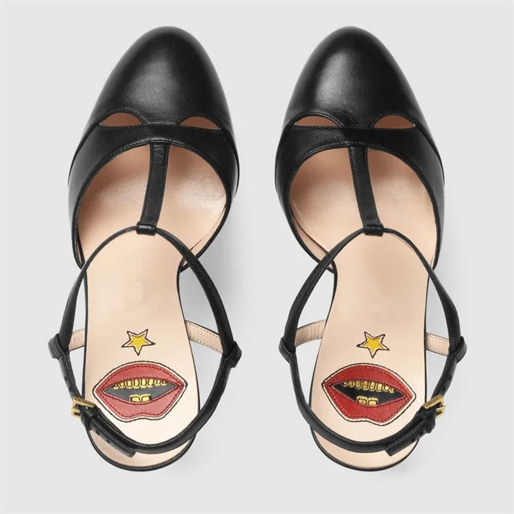 2026 Women's Round Head Sandals Thin Heels 5cm Thick Bottom Slope Heel Fish Mouth Rivet Sandal T-Platform Sandals Size34-43