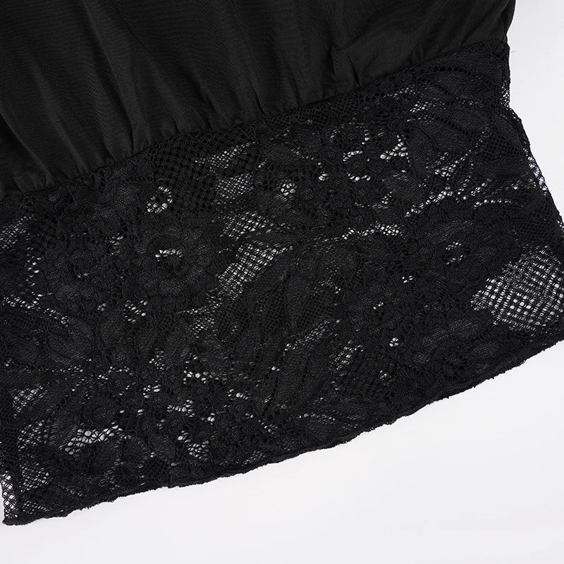Elegant Off-Shoulder Lace-Trimmed Waist-Defining Top Retro Streetwear Solid Long-Sleeve T-Shirt For Women Spring-Summer