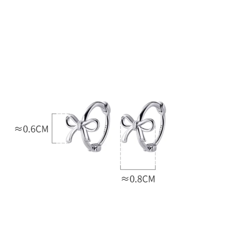 925 Sterling Silver Fashion Simple Bow Huggies Ear Hoop Earrings for Women Cute Girl Romantic Korean Butterfly Jewelry