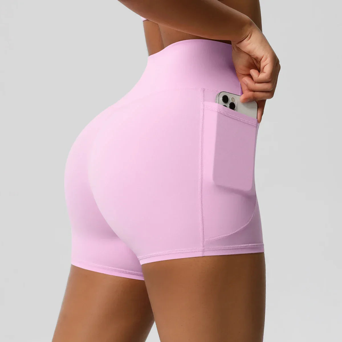 Women Sports Short With PocketedYoga Legging Shorts Squat Proof High Waist Fitness Tight Shorts Quick Drying Cycling Workout Gym