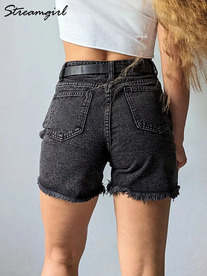 Streamgirl Blue Women's Denim Shorts Summer High Waist Casual Chic Loose Jean Shorts For Women Summer 2025 Denim Short Femme
