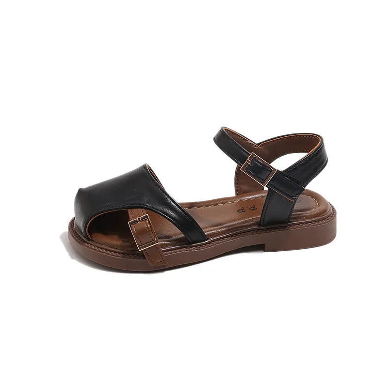 2026 Summer New Children's Princess Foreign Soft Sole Casual Anti-slippery Sole Toddler Toe Capped Beach Flats Elegant Shoes