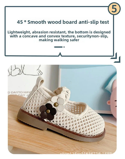 Girls Walking Shoes Lace Mesh Bows Kids Princess Shoes Non-slip Shiny Sequins 2025 New Children Flat Shoes Soft Sole Non-slip