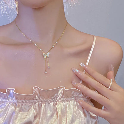 Heart Shape Pendant Necklaces Silver Color 5A Cubic Zirconia Minimalist Style Clavicle Chain Women And Girl Jewelry
