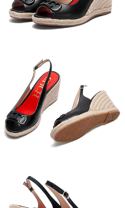 Women's Sandals Summer New Wedge Fish Mouth High Heel Open Toe Platform Summer Formal Shoes 8.5cm