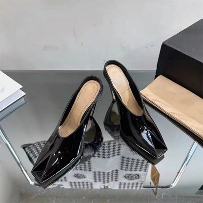 Show Style 10.5cm High Heel Fish Mouth Sandals Spring/Summer Black and White Fashion Sexy Professional Commuter Slippers Size 43