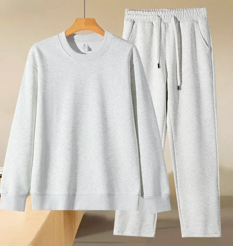Men's Autumn and Winter New Solid Color Pullover Sweater & Pants Two-piece Set Fashionable Casual Sports Set Men's Tracksuit