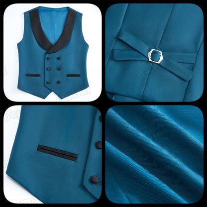 Popular Aqua Boy's Suit Set for Wedding 3 Pieces Suit Set Formal Tuxedo Jacket Vest Pants Kids Photo Shot Oufit