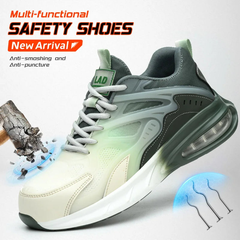 Ultra light work shoes for men, with cushioning, anti impact, anti puncture, comfortable, breathable and safe shoes