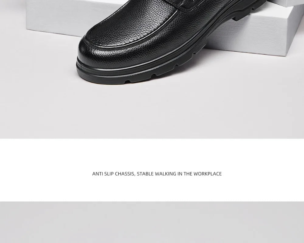 Golden Camel Men's Shoes 2026 New Business Casual Soft Sole Leather Shoes Brand Design Soft Soles Non-slip Velvet Warm Loafers