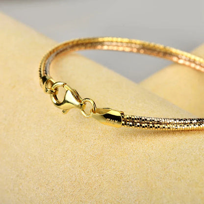 Real 925 Silver Bracelets Women's Hand Three Shares Jewelry Three-Colour Lady Femme Chain Italian Luxury Accessories