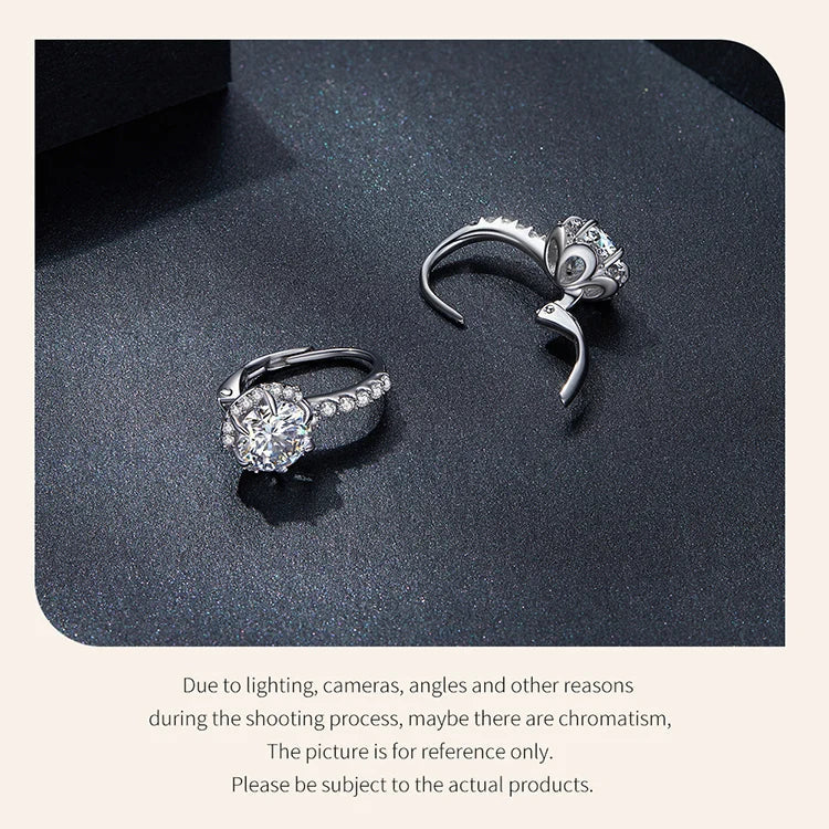 1CT Moissanite Ear Buckles 925 Sterling Silver Hoop Earrings for Women D Color VVS1 EX Lab Diamond Wedding Jewelry
