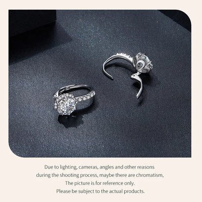 1CT Moissanite Ear Buckles 925 Sterling Silver Hoop Earrings for Women D Color VVS1 EX Lab Diamond Wedding Jewelry
