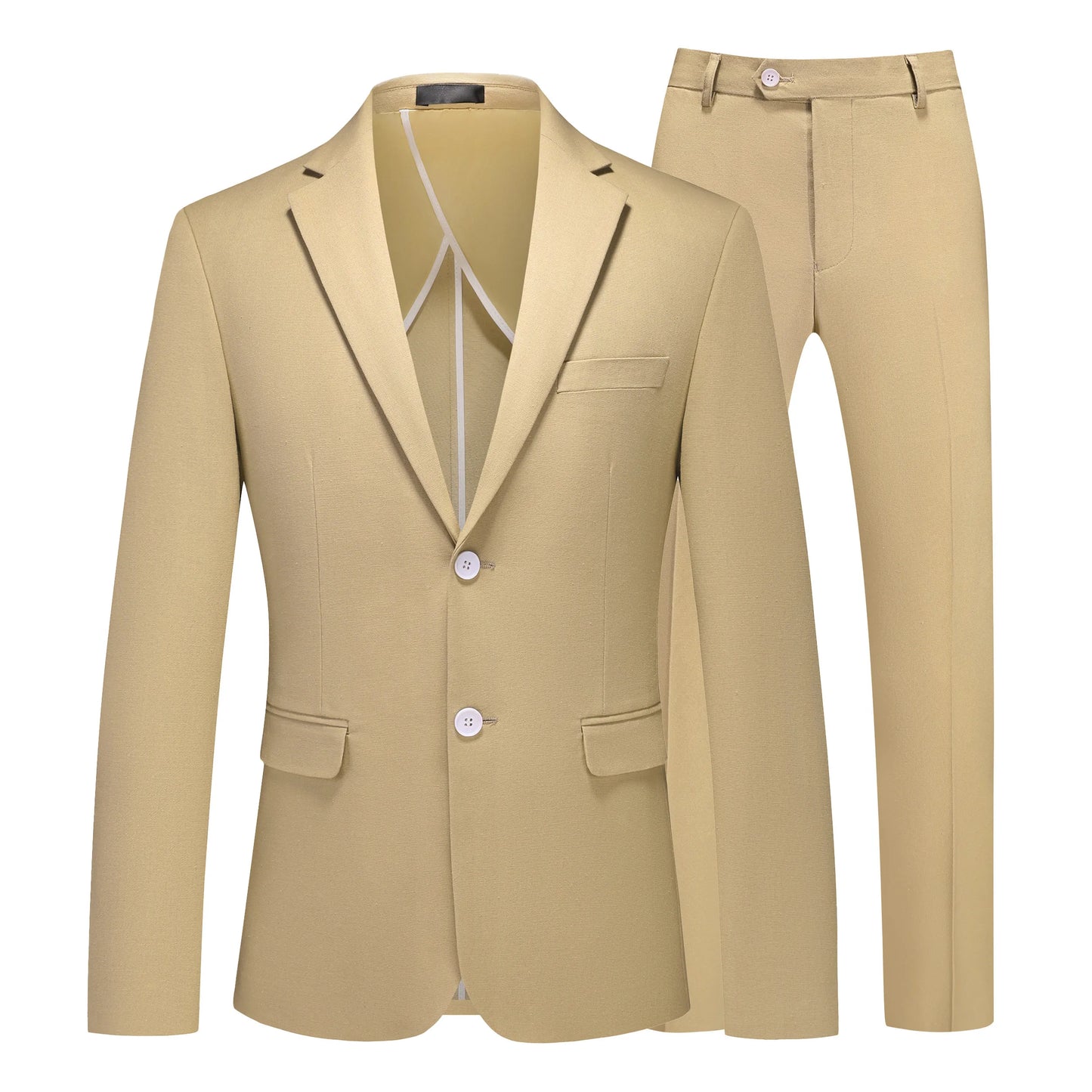 Men's Linen Half Lined 2 Piece Suit Set Lightweight Breathable Blazer & Pants for Spring Summer, Formal Business Wedding