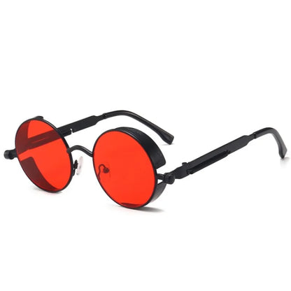 Classic Steampunk Sunglasses for Men and Women Retro Round Metal Frame Sunglasses
