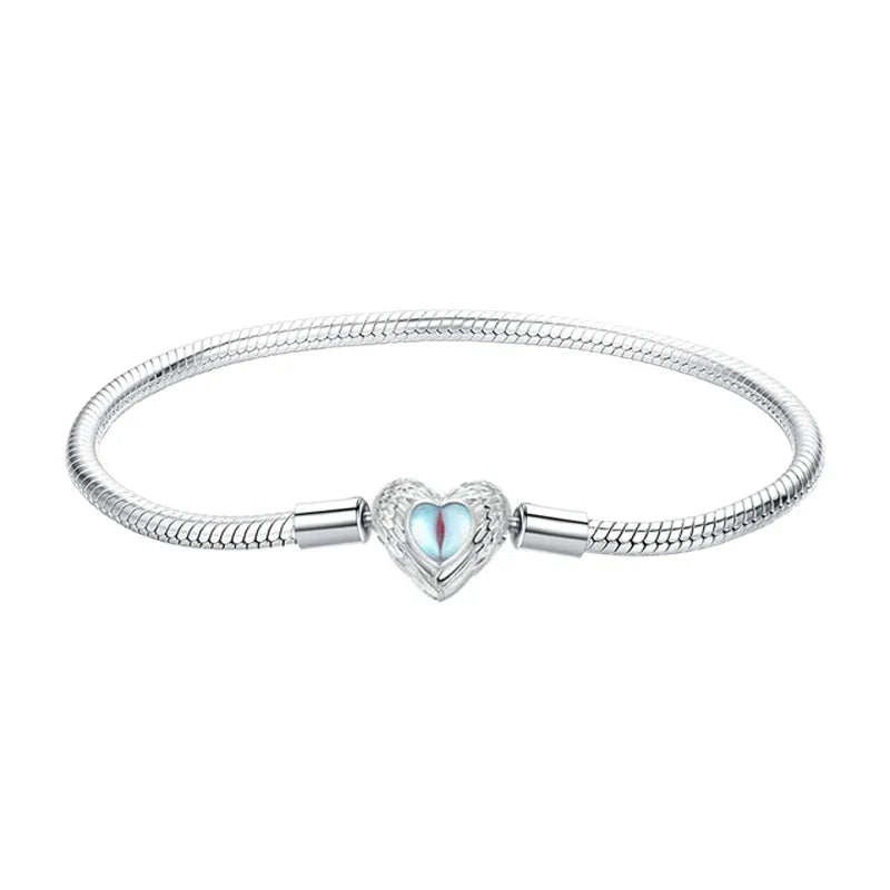 Original Solid 925 Sterling Silver 3mm Snake Chain Bracelet for Women Men, White Gold Plated Charm Bracelet DIY fit Beads