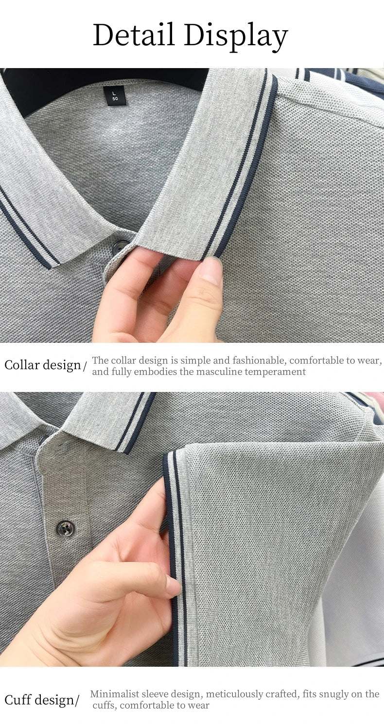 100% pure cotton men's short sleeved summer new golf casual polo shirt high-end brand designer pony embroidery design Tshirt top