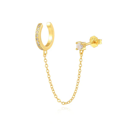 1PC 925 Sterling Silver Horse Eye Chain Tassel Zircon Drop Earrings For Women Ins Minimalism Geometric Earrings Gift