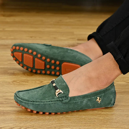 Loafers Men Casual Fashion Suede Men Shoes Lightweight Soft Genuine Leather Moccasins Slip on Driving Shoes for Men Size 48