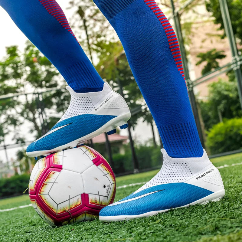 Big Size 49 48 Pro Soccer Boots Long Short Spikes Ankle Boots Children PU Leather Soccer Training Sneakers Outdoor Football