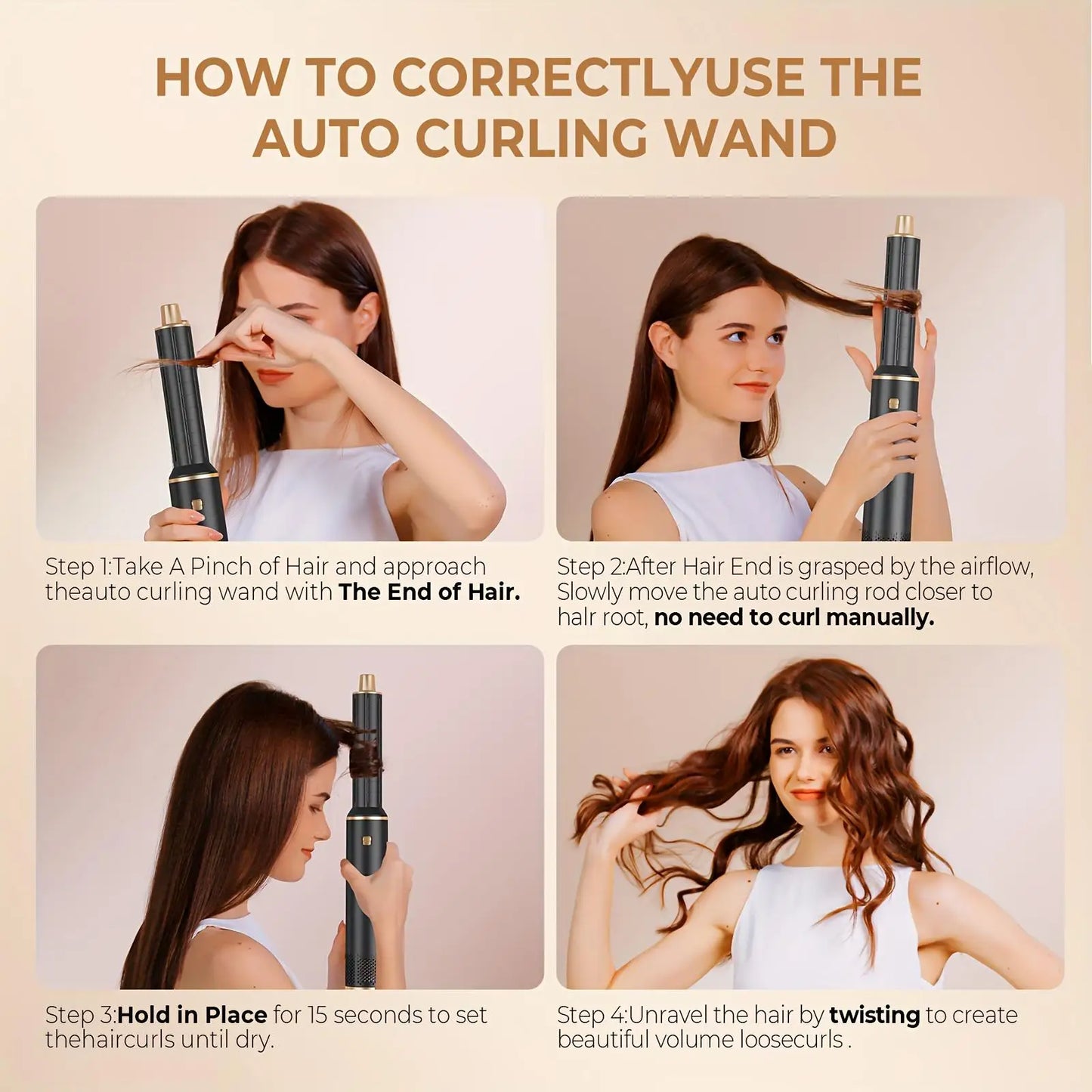5 in 1 Blow Dryer Brush, Hair Dryer Brush Air Curler Air Curling Wrap Styler, Hot Air Brush Negative Ion Curler