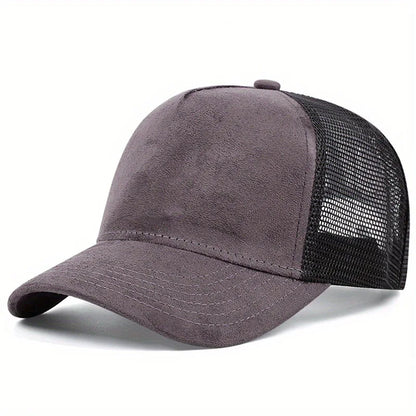 Unisex 5 panel Mesh Suede Trucker Hat  Men Baseball Cap Spring Summer Breathable Sports Hats