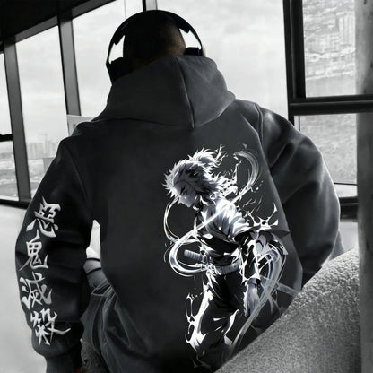 Anime Rengoku Kyoujurou Printed Zipper Hoodie Autumn/Winter  Men's and Women's Casual Sports Sports Shirt Top