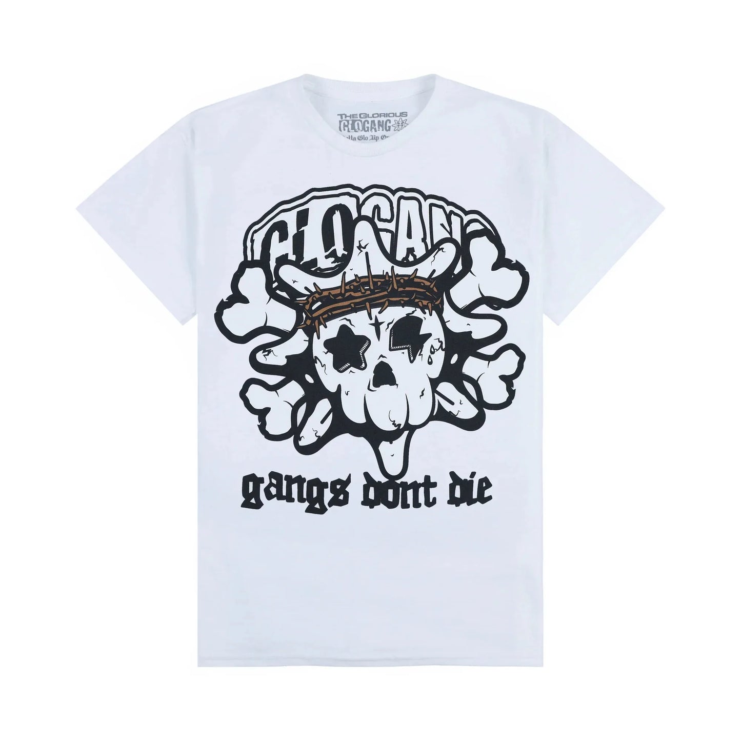 Glogang Men's Trendy Short-Sleeve T-Shirt Fashionable Street Style Harajuku Style Y2K Crew Neck Short-Sleeve Pure Cotton T-Shirt