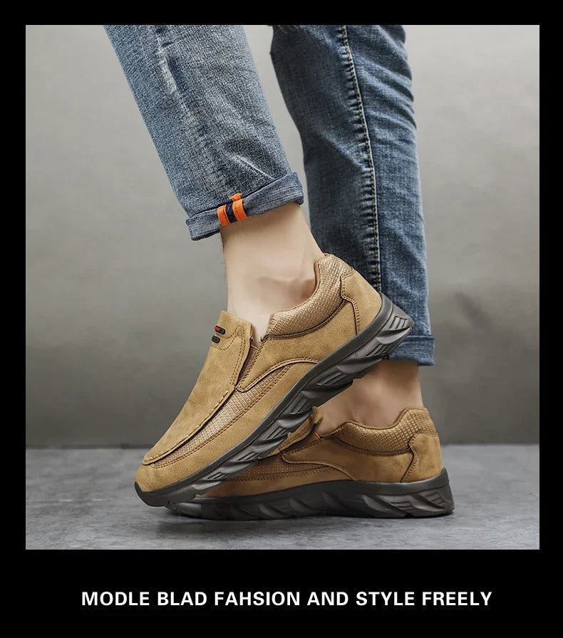 Sapatos Masculinos Casuais de Couro, Mocassins Respiráveis, Tênis Masculinos 2024, Novos Tênis Masculinos de Couro Confortáveis, Calçados Masculinos